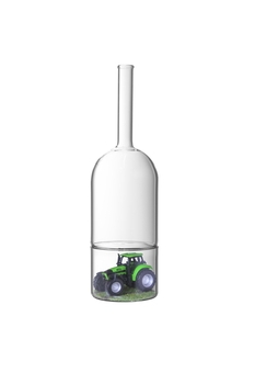 Mundgeblasene Flasche mit Traktor DEUZ FAHR Agroton 450ml inkl. Spitzkork